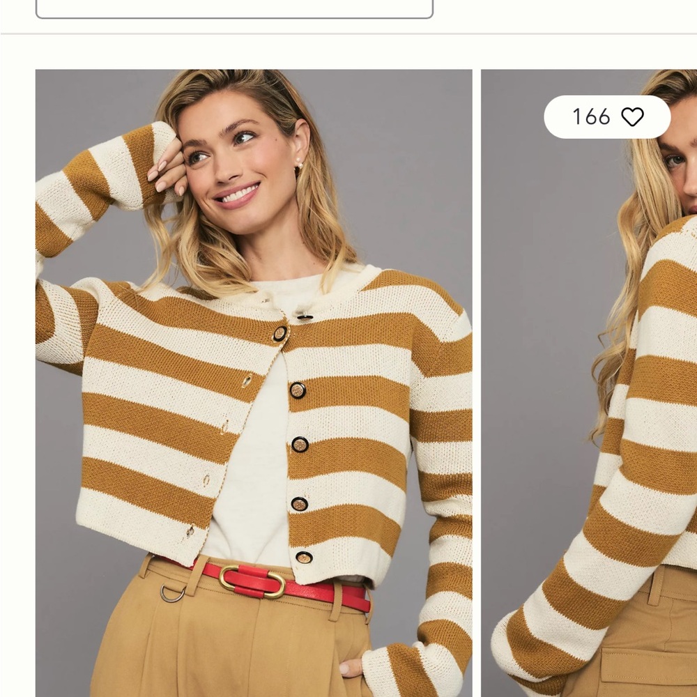 bishop + young Mustard and Cream Striped Cardigan
